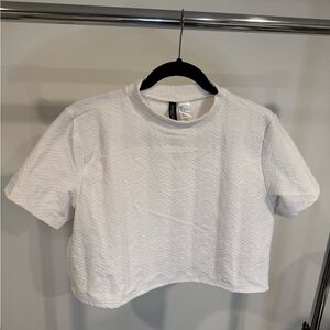 H&M White Boxy Crop T-Shirt Short Sleeve